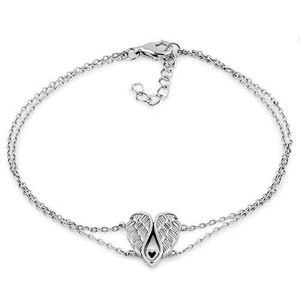 Angel Wings with Heart Sterling Silver Bracelet Casual New